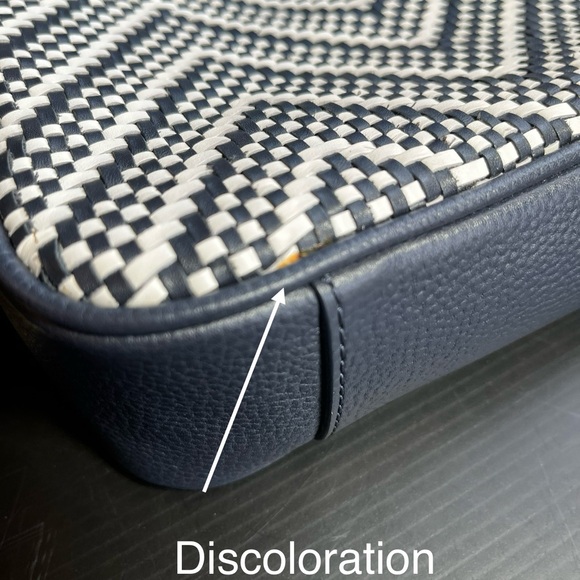 MICHAEL KORS MEDIUM BAG WOVEN LEATHER GINNY NWOT CROSSBODY ADMIRAL NAVY MMK - Picture 6 of 10